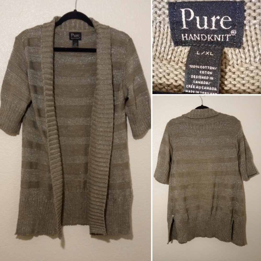 Pure Handknit Open Cardigan Silver Metallic